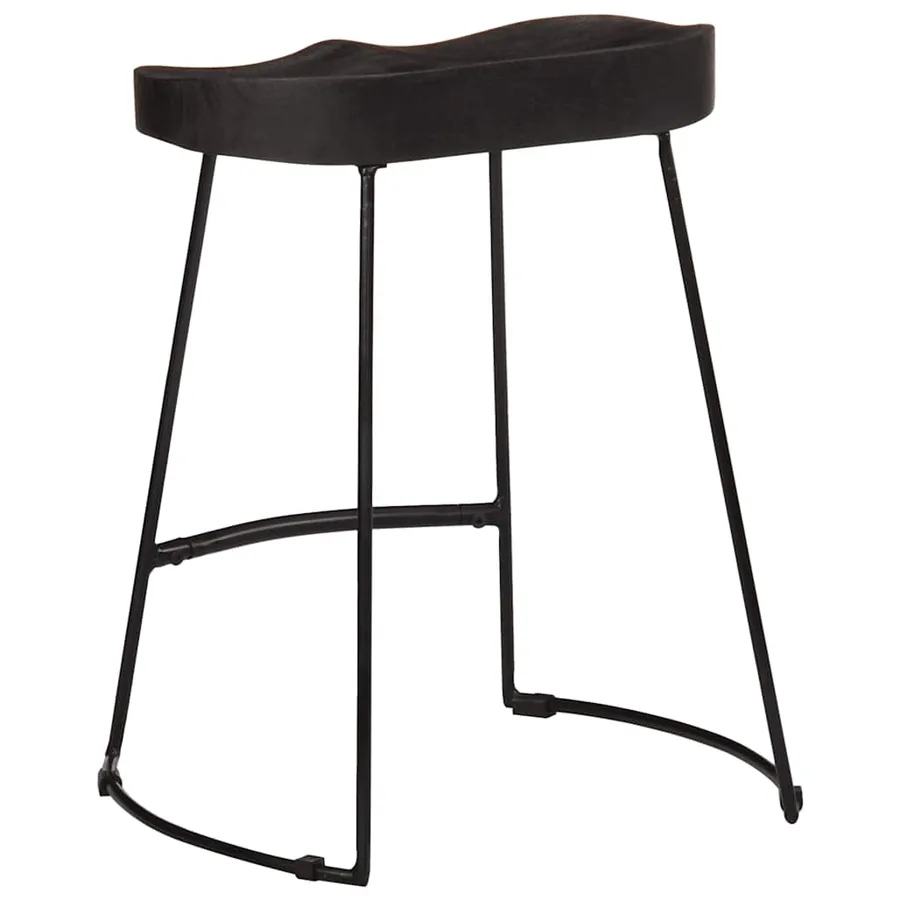 Tabourets de bar lot de 2 noir 46x38x52 cm bois manguier massif - 4