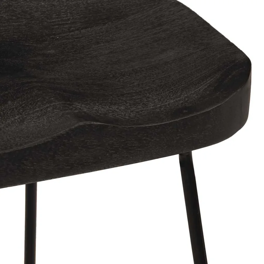 Tabourets de bar lot de 2 noir 46x38x52 cm bois manguier massif - 5