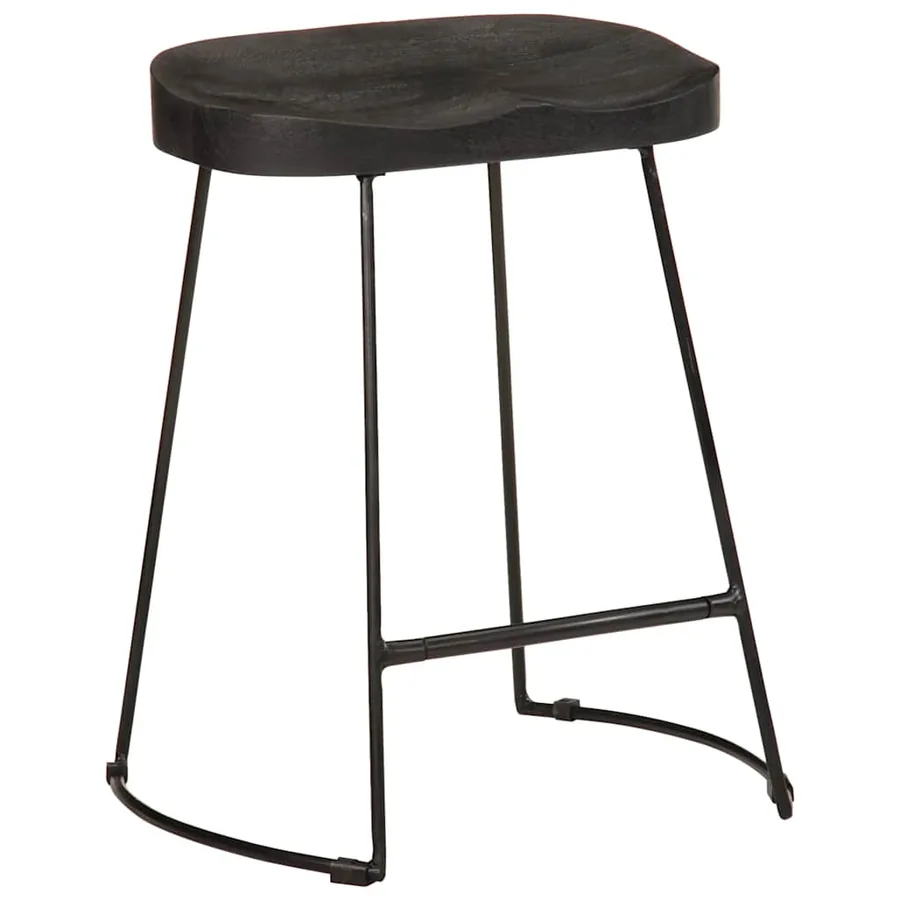Tabourets de bar lot de 2 noir 46x38x52 cm bois manguier massif - 9