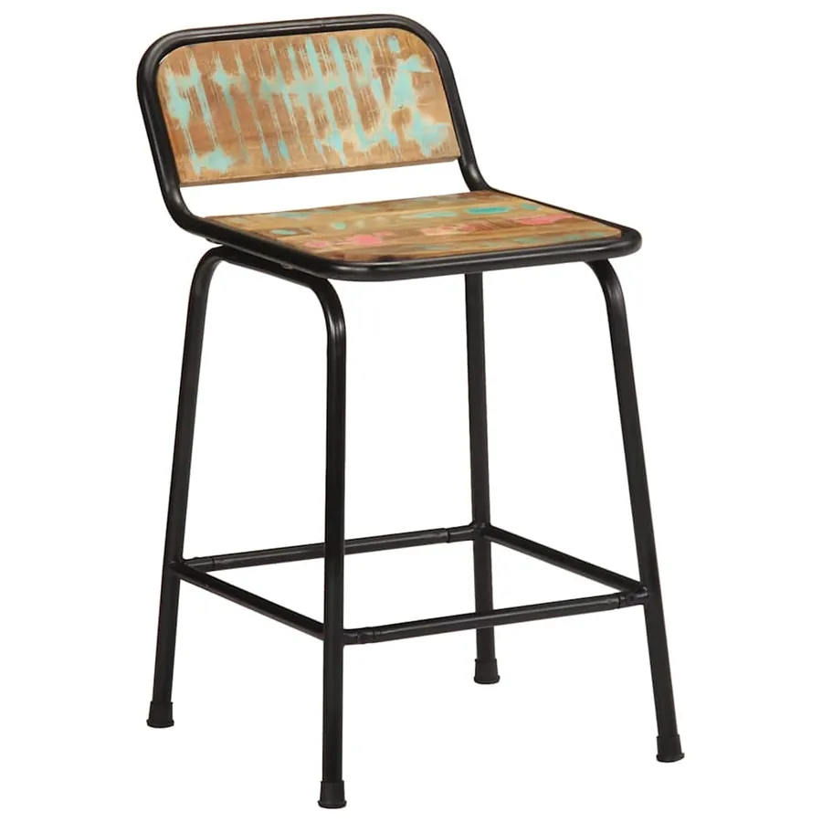 Tabourets de bar lot de 2 46x35,5x70cm bois massif récupération - 10