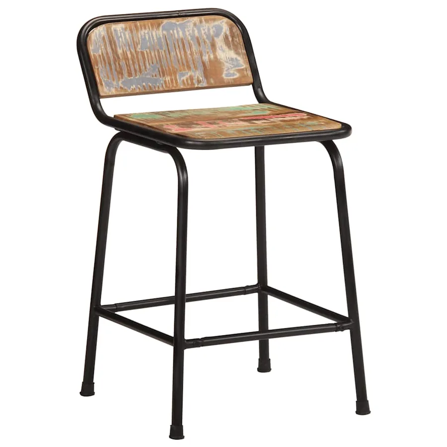 Tabourets de bar lot de 2 46x35,5x70cm bois massif récupération - 11