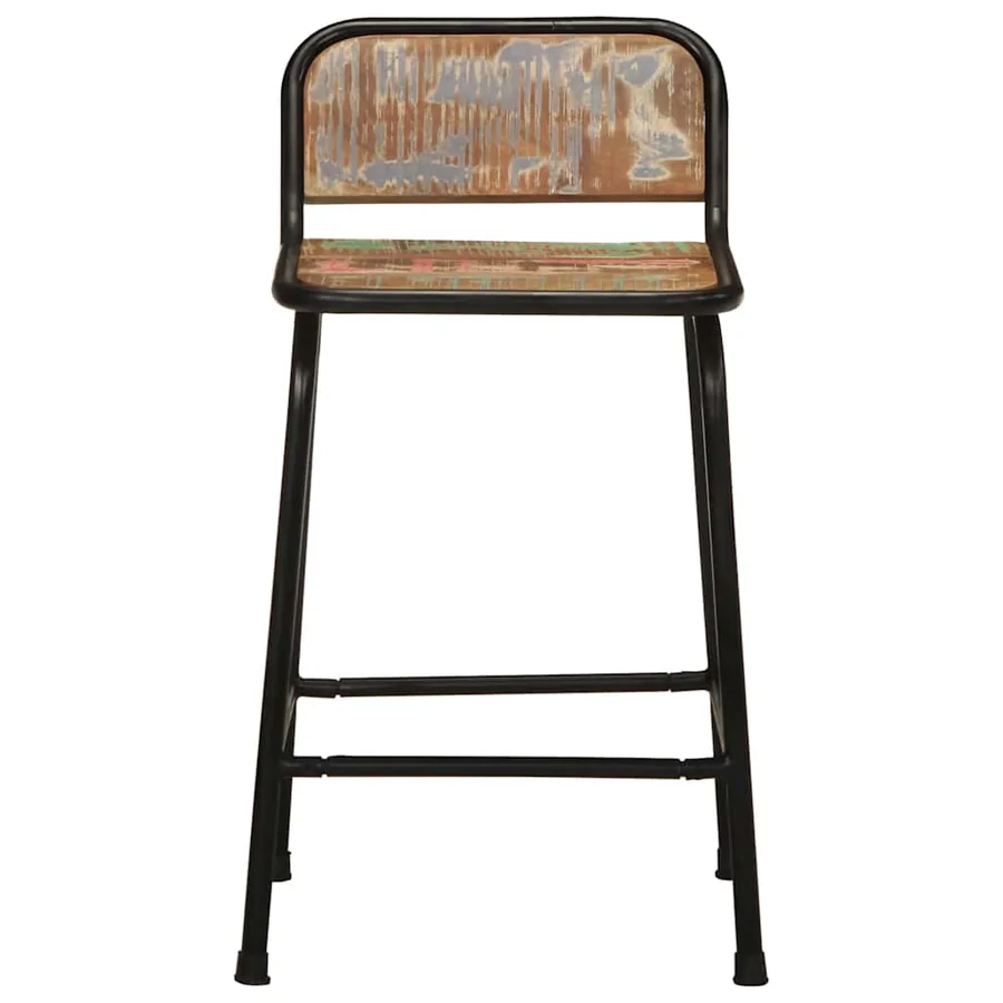 Tabourets de bar lot de 2 46x35,5x70cm bois massif récupération - 2