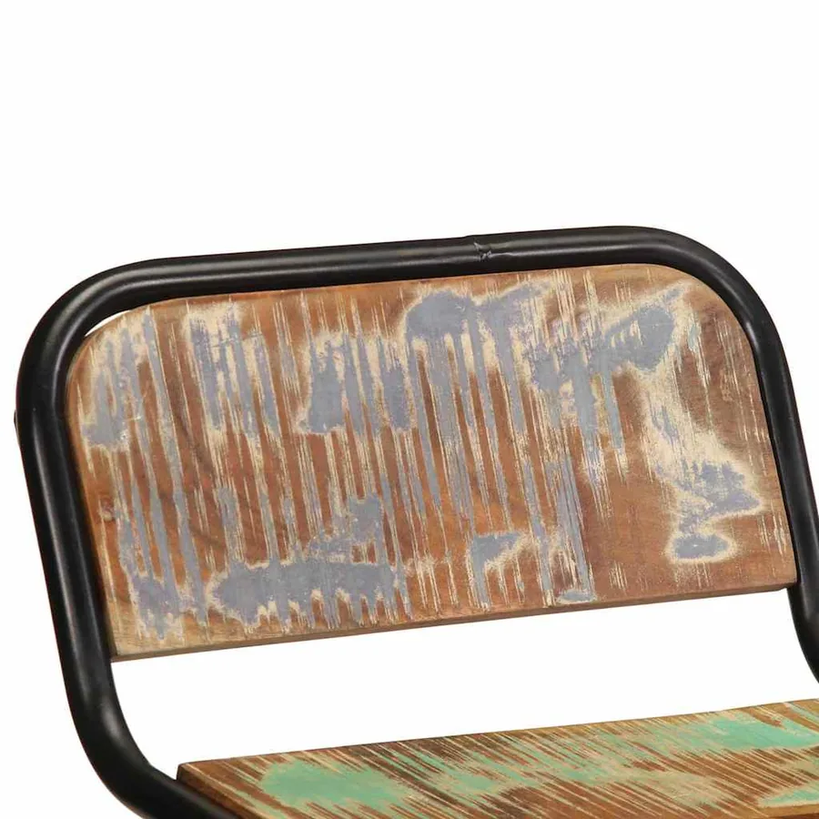 Tabourets de bar lot de 2 46x35,5x70cm bois massif récupération - 4