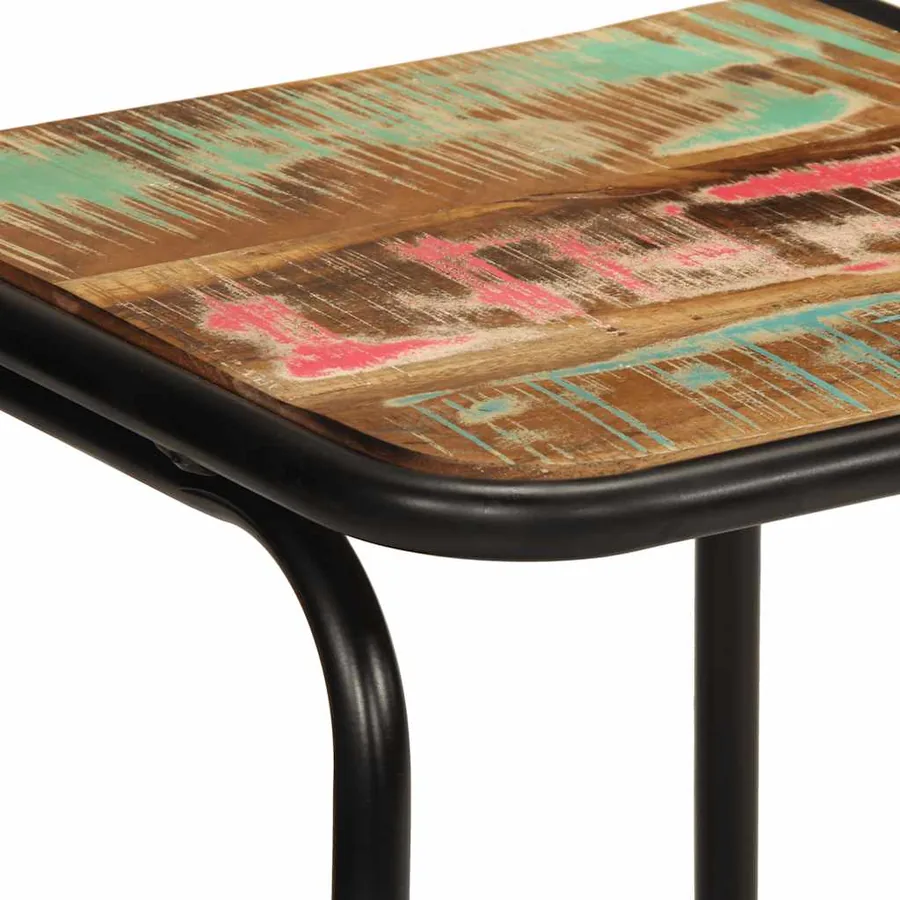 Tabourets de bar lot de 2 46x35,5x70cm bois massif récupération - 5