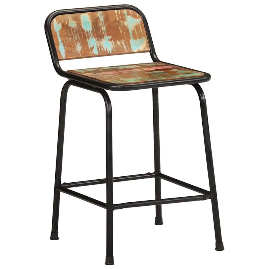 Tabourets de bar lot de 2 46x35,5x70cm bois massif récupération - 9