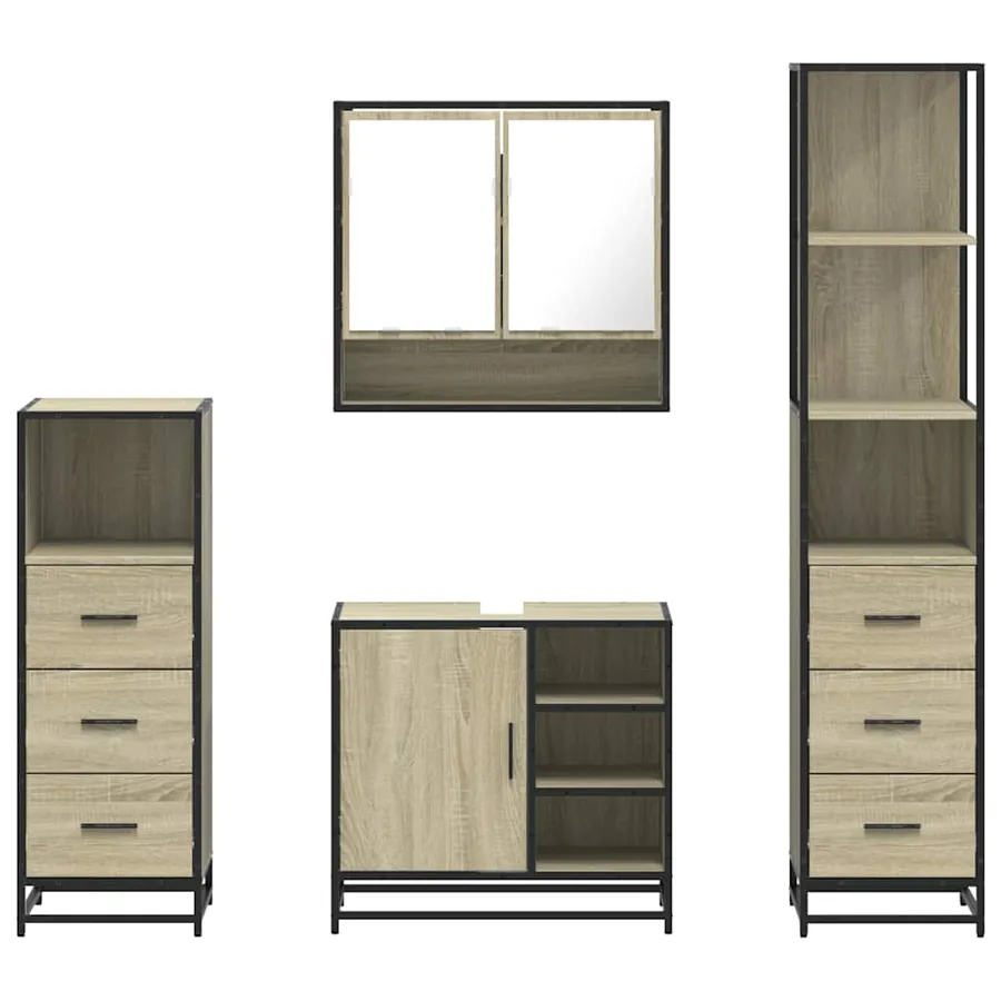 Ensemble de meubles de salle de bain 4 pcs chêne sonoma - 5