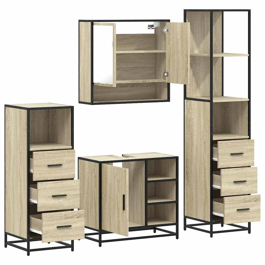 Ensemble de meubles de salle de bain 4 pcs chêne sonoma - 6