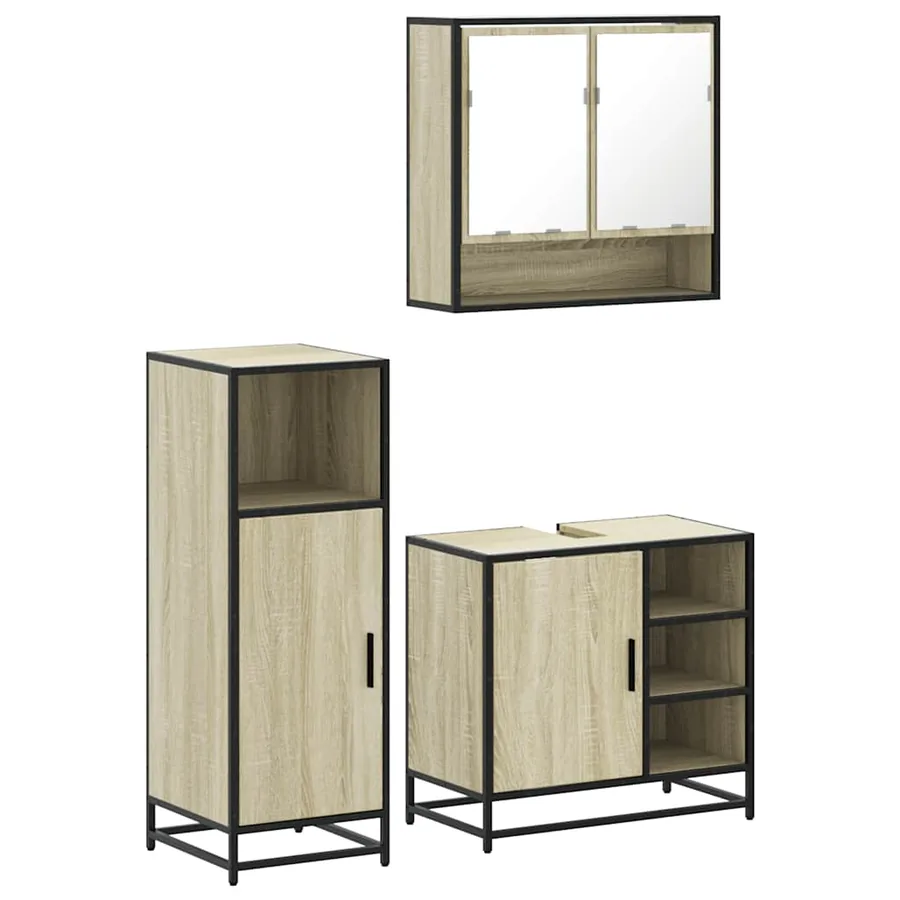 Ensemble de meubles de salle de bain 3 pcs chêne sonoma - 2