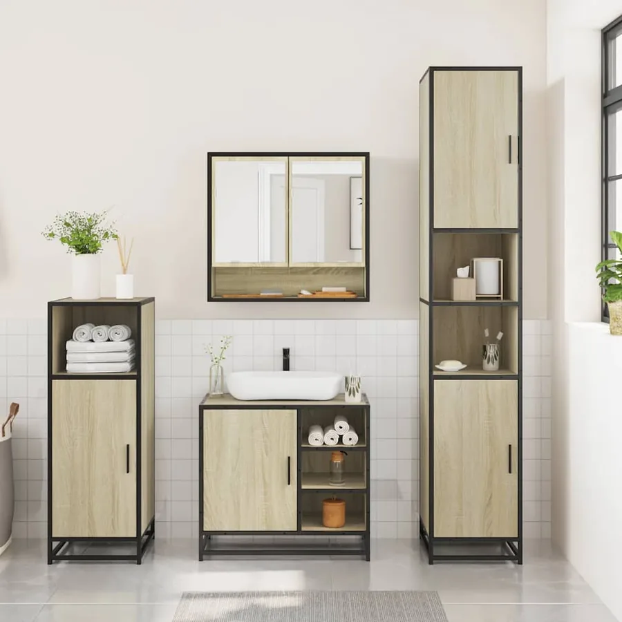 Ensemble de meubles de salle de bain 3 pcs chêne sonoma - 3