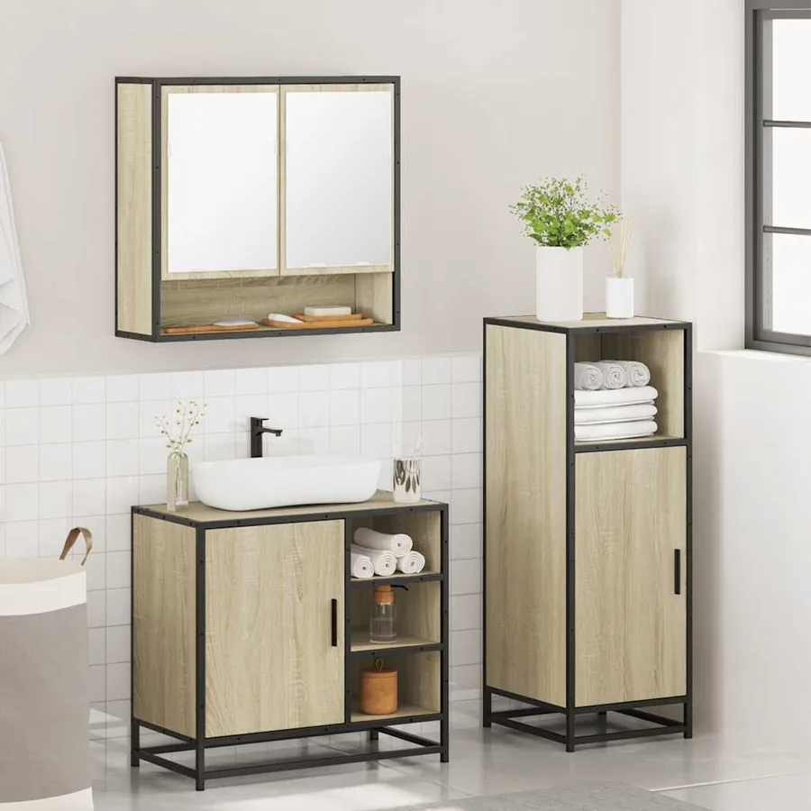 Ensemble de meubles de salle de bain 3 pcs chêne sonoma - 4