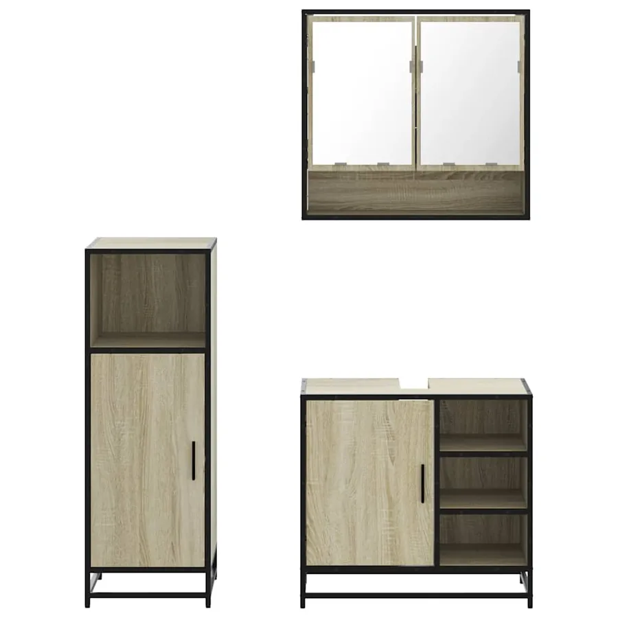 Ensemble de meubles de salle de bain 3 pcs chêne sonoma - 5