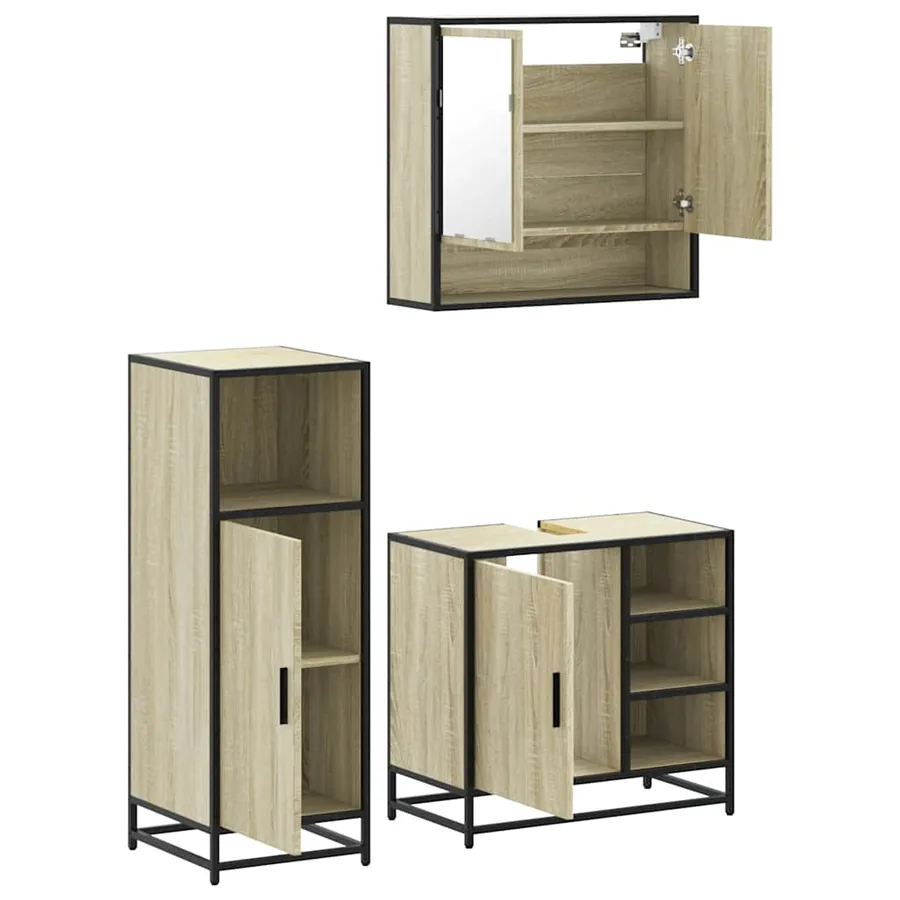 Ensemble de meubles de salle de bain 3 pcs chêne sonoma - 6