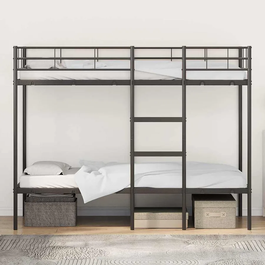 Lit superposé sans matelas noir 100x190 cm acier - 3