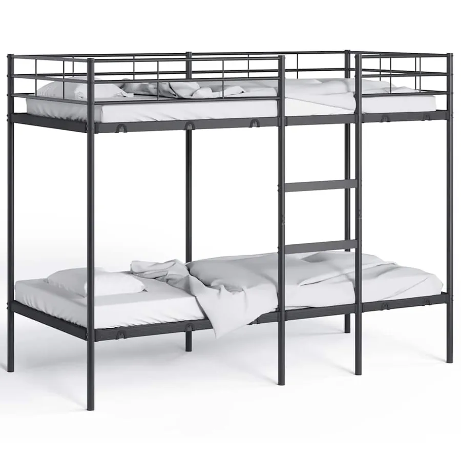Lit superposé sans matelas noir 100x190 cm acier - 4