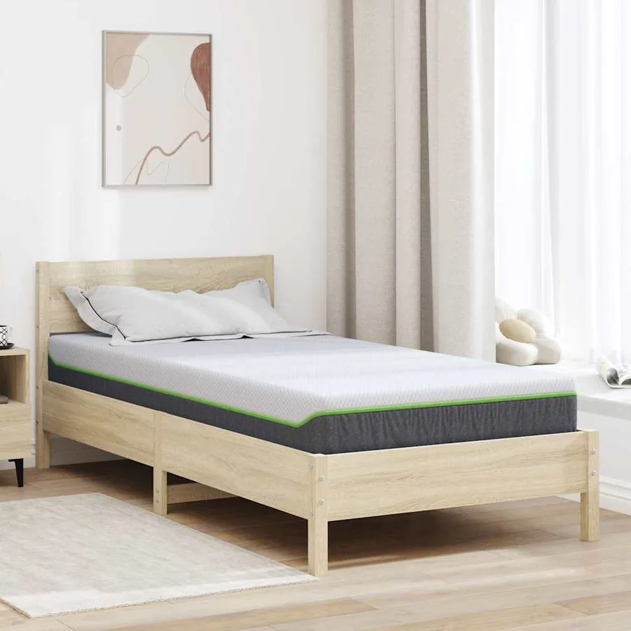 Matelas Blanc et Gris 100 x 200 cm Tissu jacquard