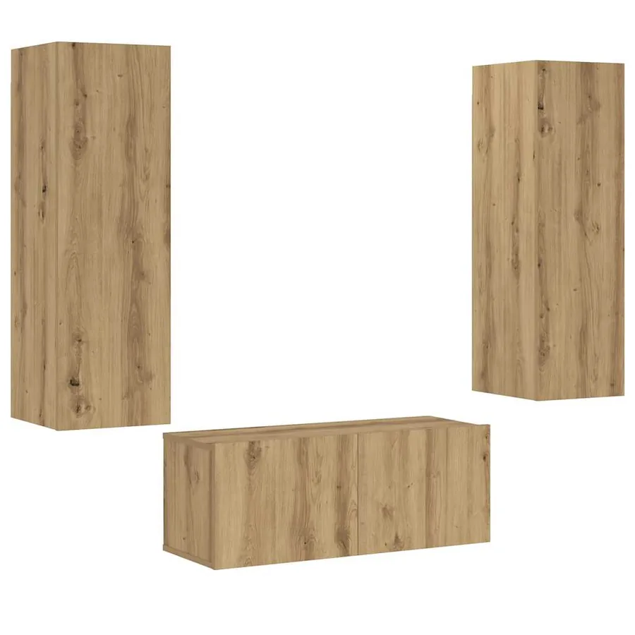 Meubles TV muraux 3 pcs chêne artisanal bois d'ingénierie - 2