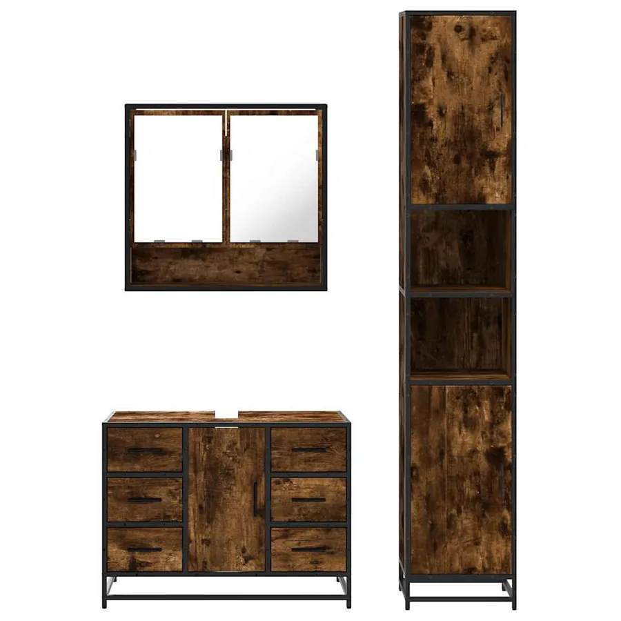 Ensemble de meubles de salle de bain 3 pcs Chêne fumé - 5