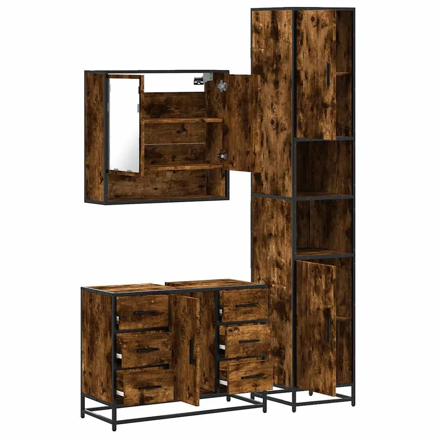 Ensemble de meubles de salle de bain 3 pcs Chêne fumé - 8