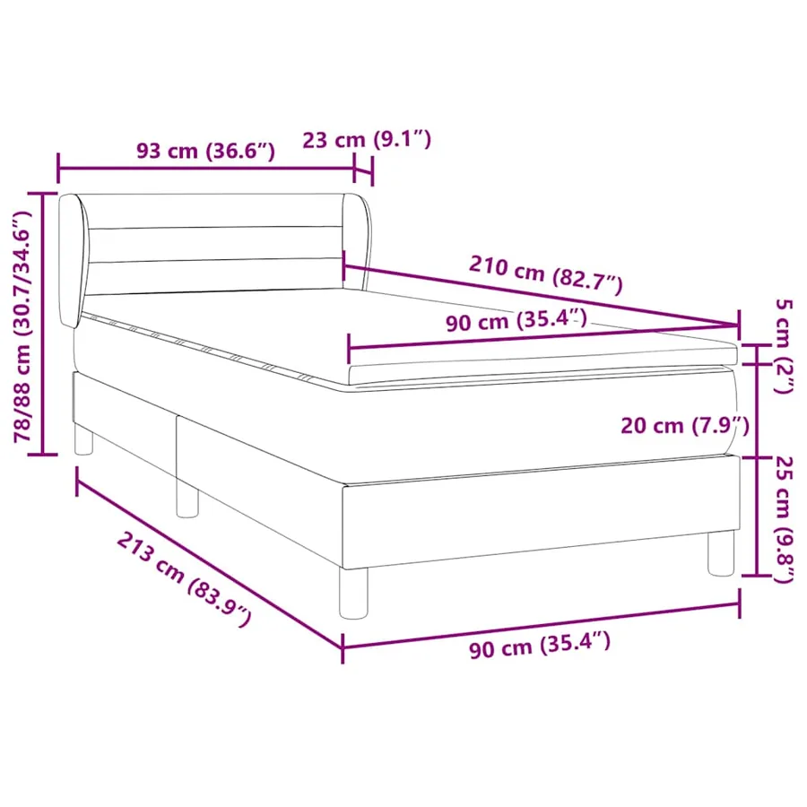 Sommier à lattes de lit et matelas bleu foncé 90x210 cm velours - 12