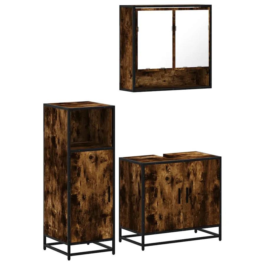 Ensemble de meubles de salle de bain 3 pcs Chêne fumé - 2