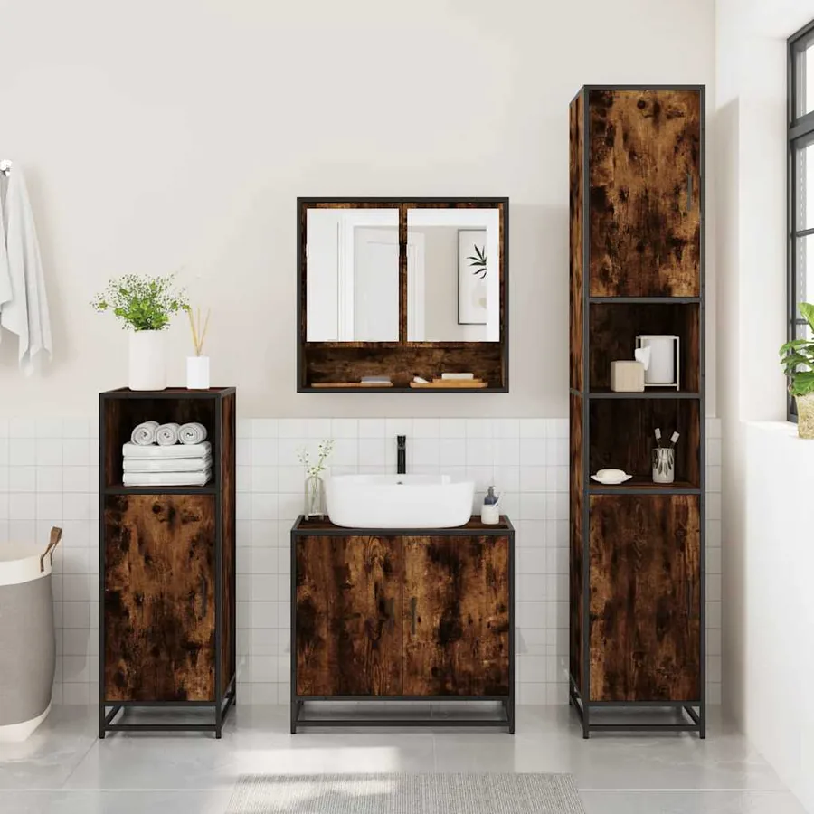 Ensemble de meubles de salle de bain 3 pcs Chêne fumé - 3