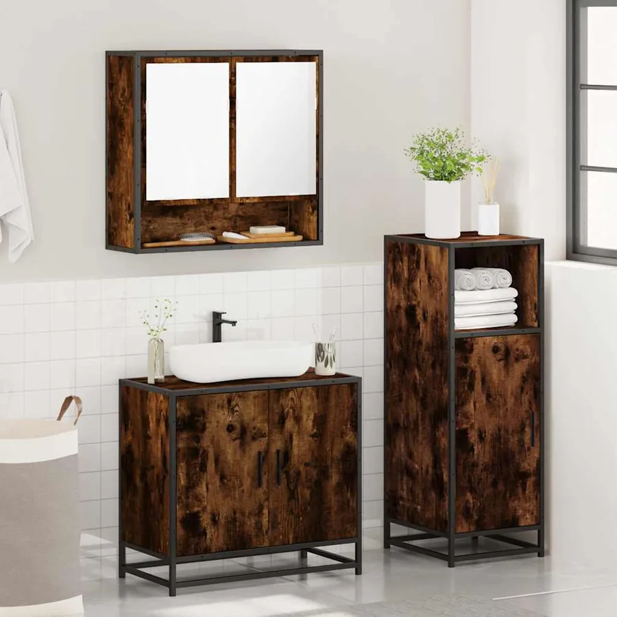 Ensemble de meubles de salle de bain 3 pcs Chêne fumé - 4