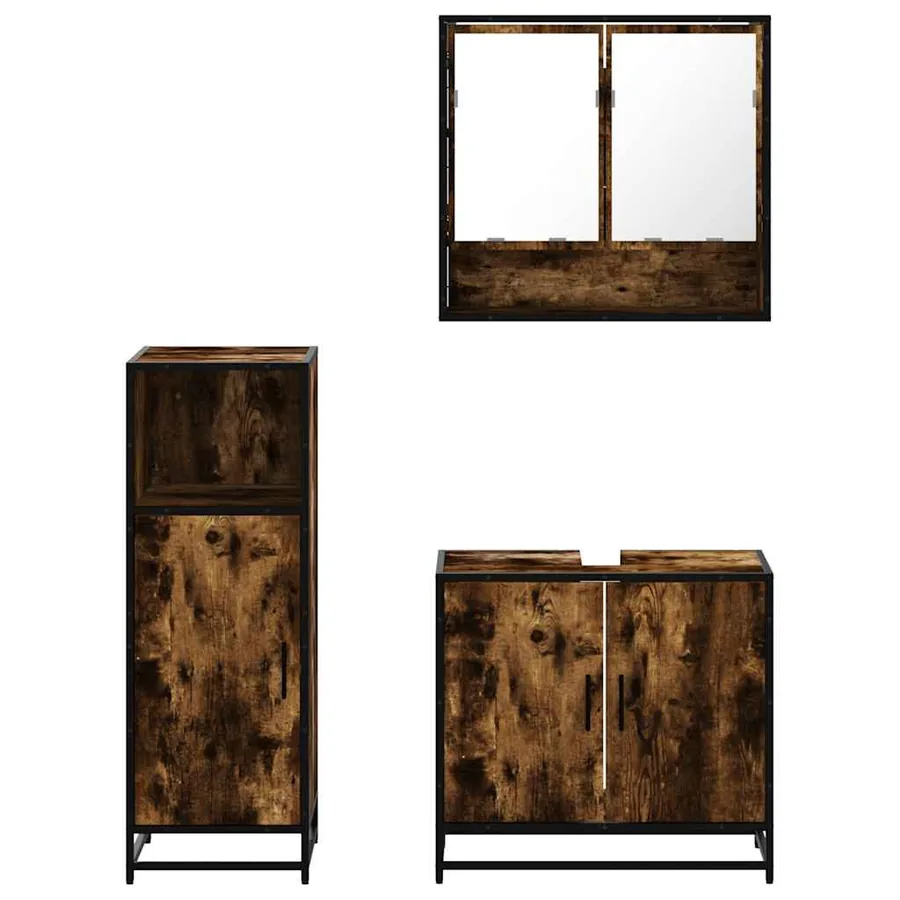 Ensemble de meubles de salle de bain 3 pcs Chêne fumé - 5
