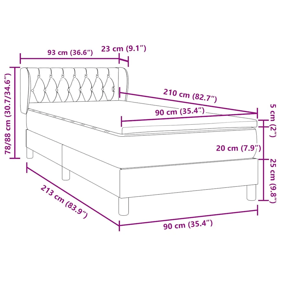 Sommier à lattes de lit et matelas vert foncé 90x210 cm velours - 12