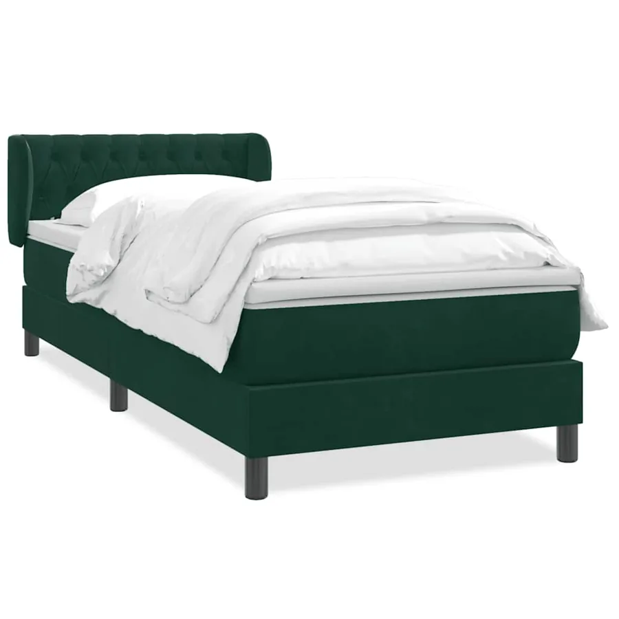 Sommier à lattes de lit et matelas vert foncé 90x210 cm velours - 2