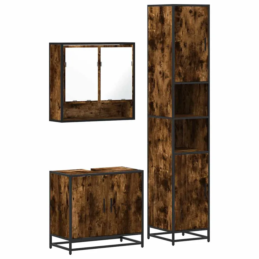 Ensemble de meubles de salle de bain 3 pcs Chêne fumé - 2