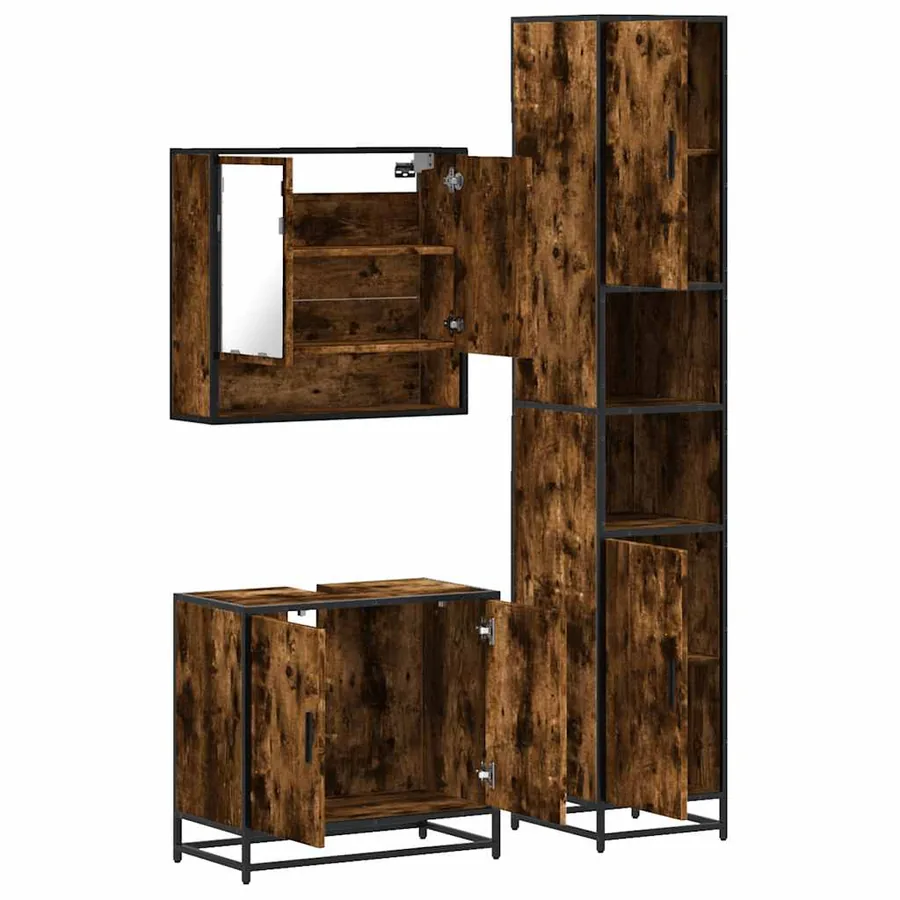 Ensemble de meubles de salle de bain 3 pcs Chêne fumé - 8
