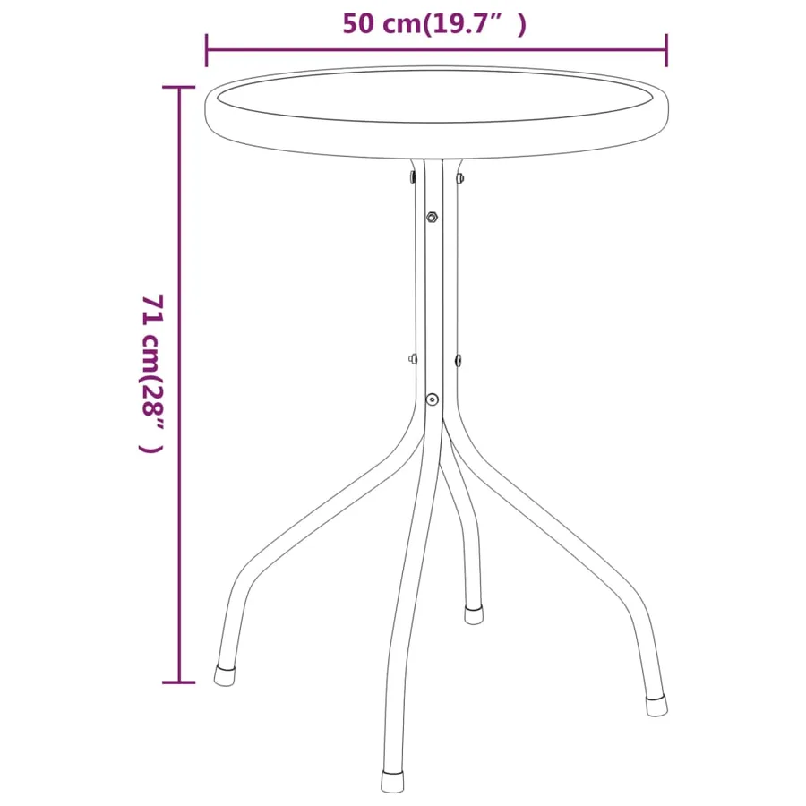 Table de jardin Ø50x71 cm Acier Anthracite - 5