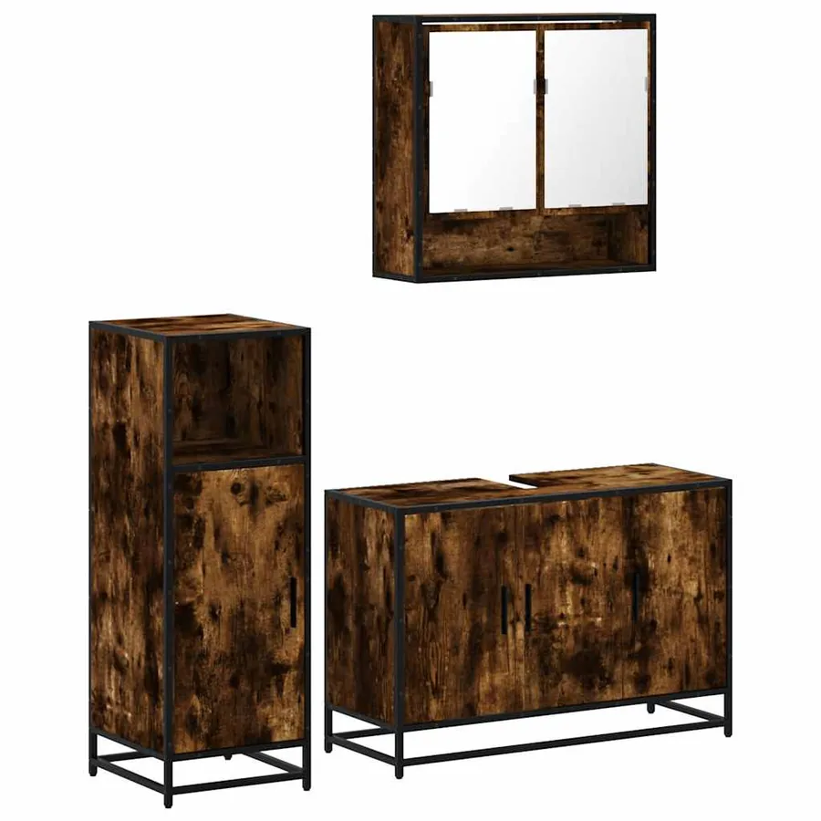 Ensemble de meubles de salle de bain 3 pcs Chêne fumé - 2