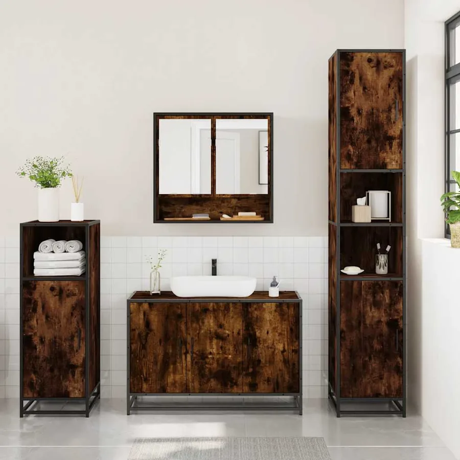 Ensemble de meubles de salle de bain 3 pcs Chêne fumé - 3