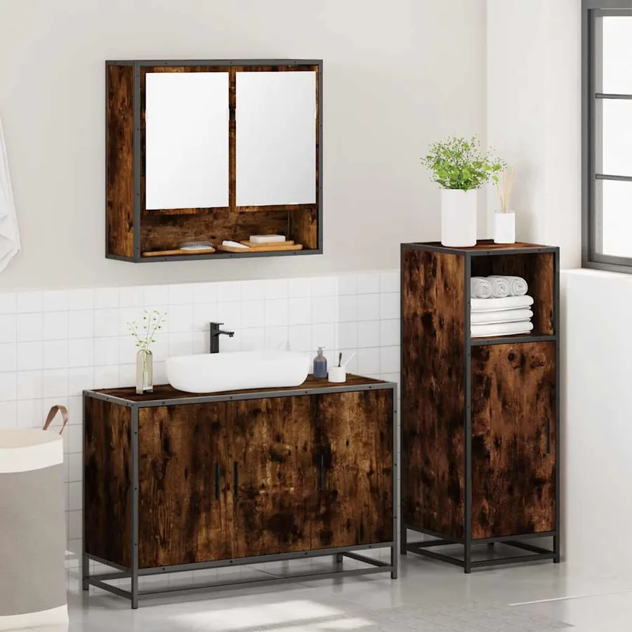 Ensemble de meubles de salle de bain 3 pcs Chêne fumé - 4