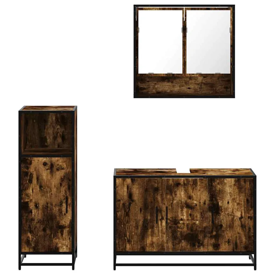 Ensemble de meubles de salle de bain 3 pcs Chêne fumé - 5
