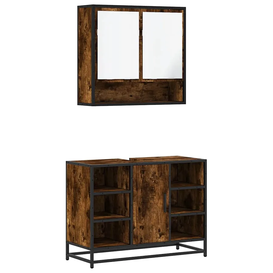 Ensemble de meubles de salle de bain 2 pcs Chêne fumé - 2