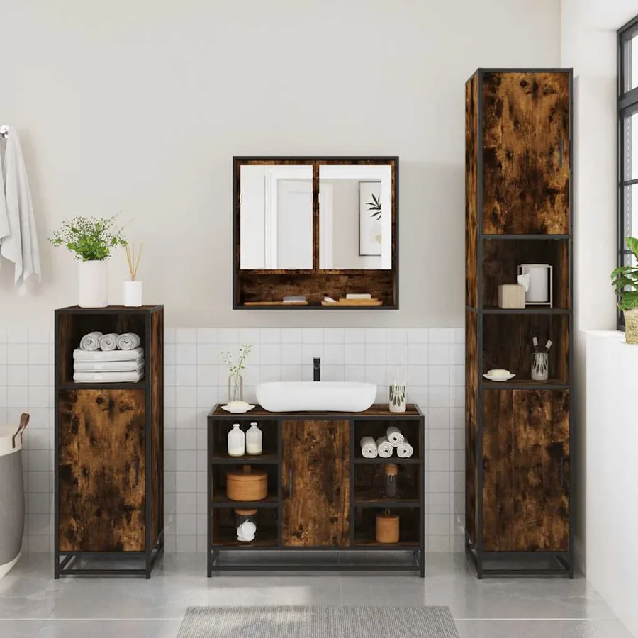 Ensemble de meubles de salle de bain 2 pcs Chêne fumé - 3
