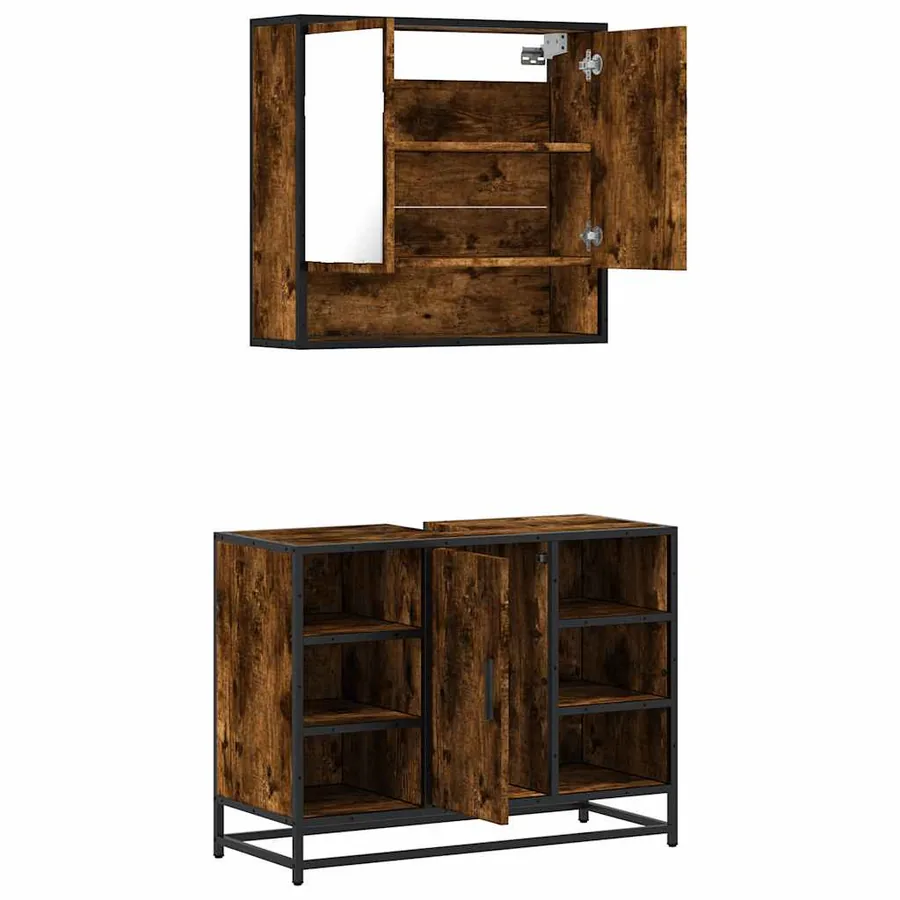 Ensemble de meubles de salle de bain 2 pcs Chêne fumé - 6