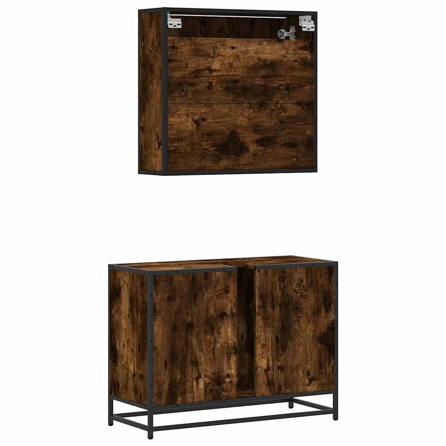 Ensemble de meubles de salle de bain 2 pcs Chêne fumé - 8