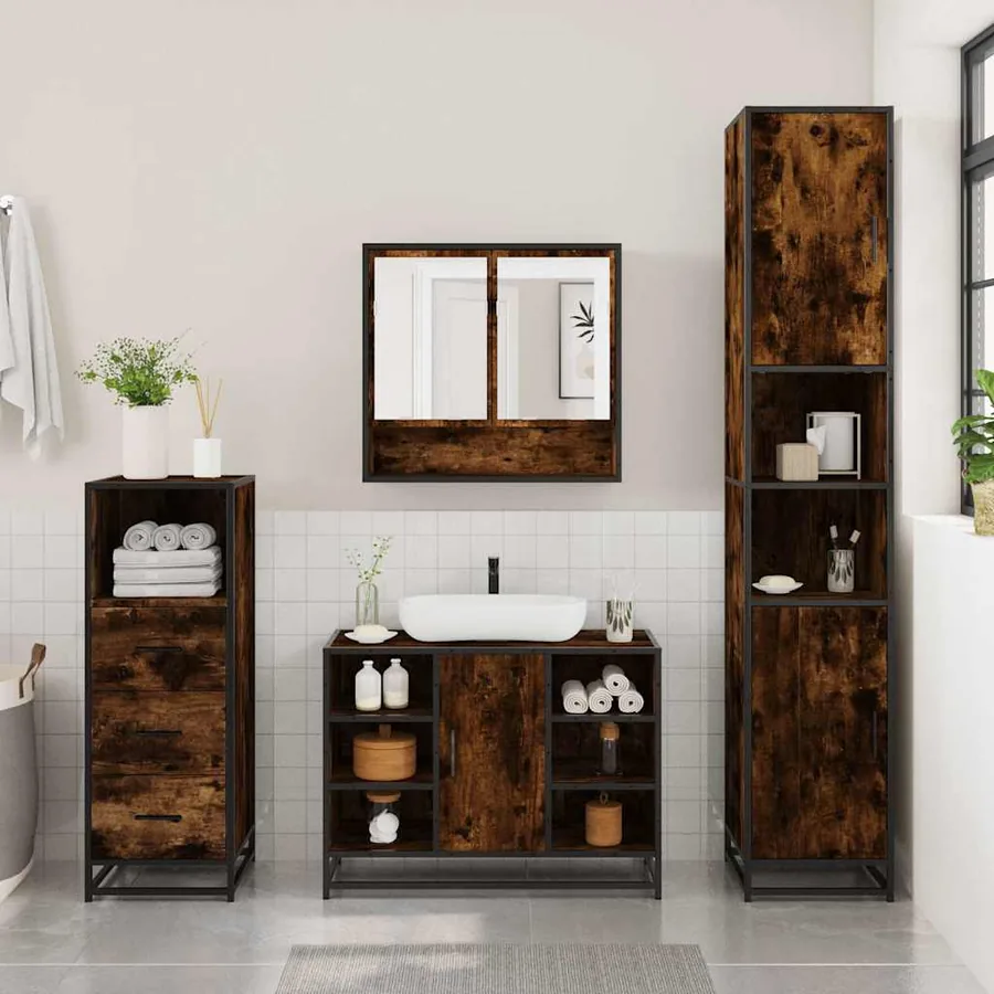 Ensemble de meubles de salle de bain 3 pcs Chêne fumé - 3