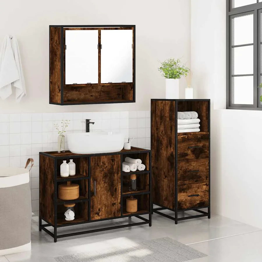 Ensemble de meubles de salle de bain 3 pcs Chêne fumé - 4