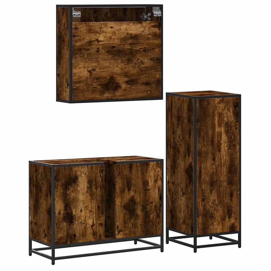 Ensemble de meubles de salle de bain 3 pcs Chêne fumé - 7