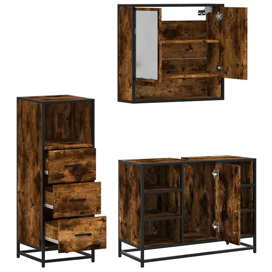 Ensemble de meubles de salle de bain 3 pcs Chêne fumé - 8