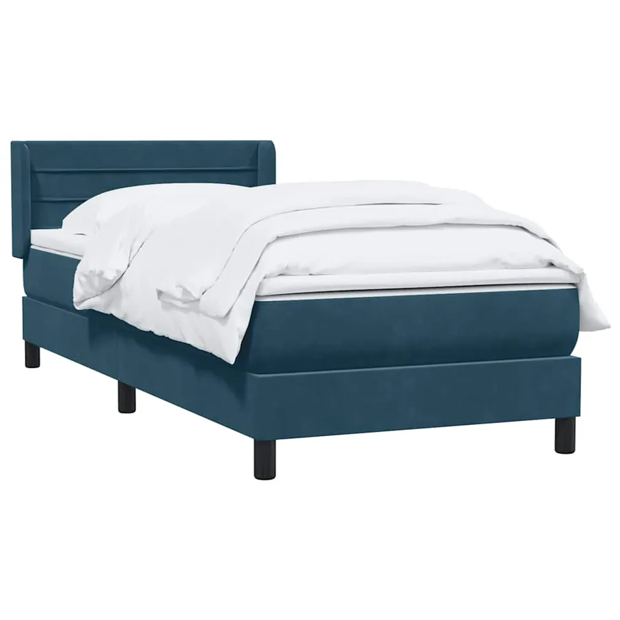 Sommier à lattes de lit et matelas bleu foncé 90x210 cm velours - 3