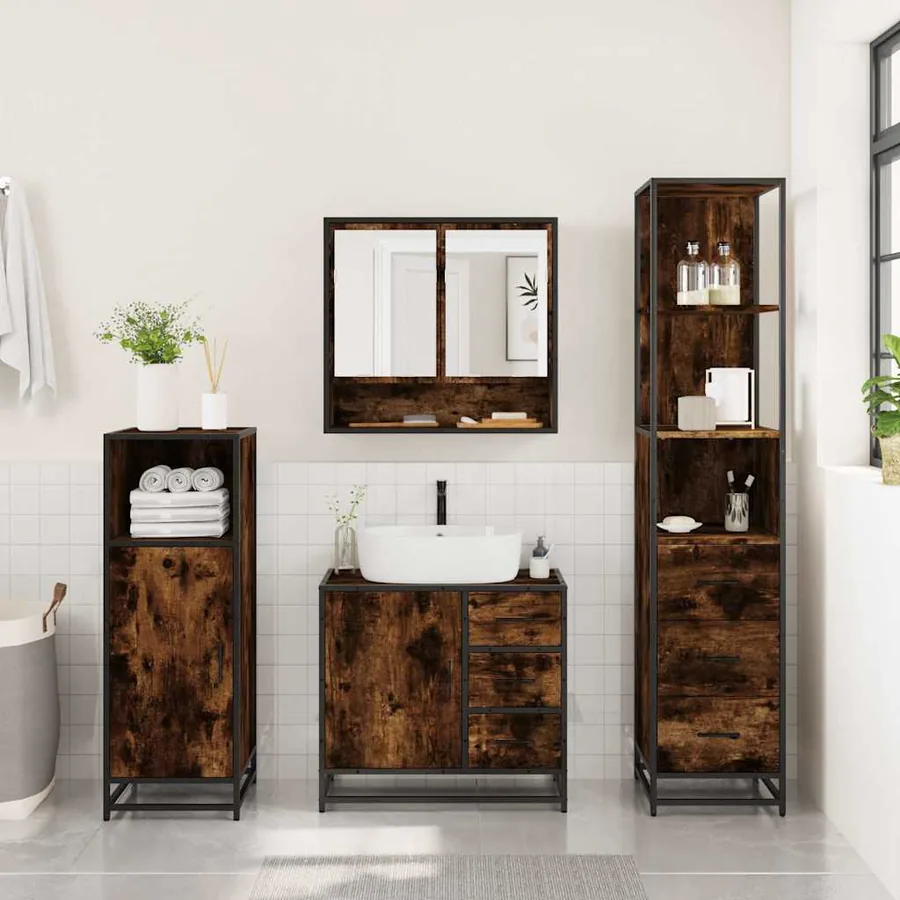 Ensemble de meubles de salle de bain 3 pcs Chêne fumé - 4