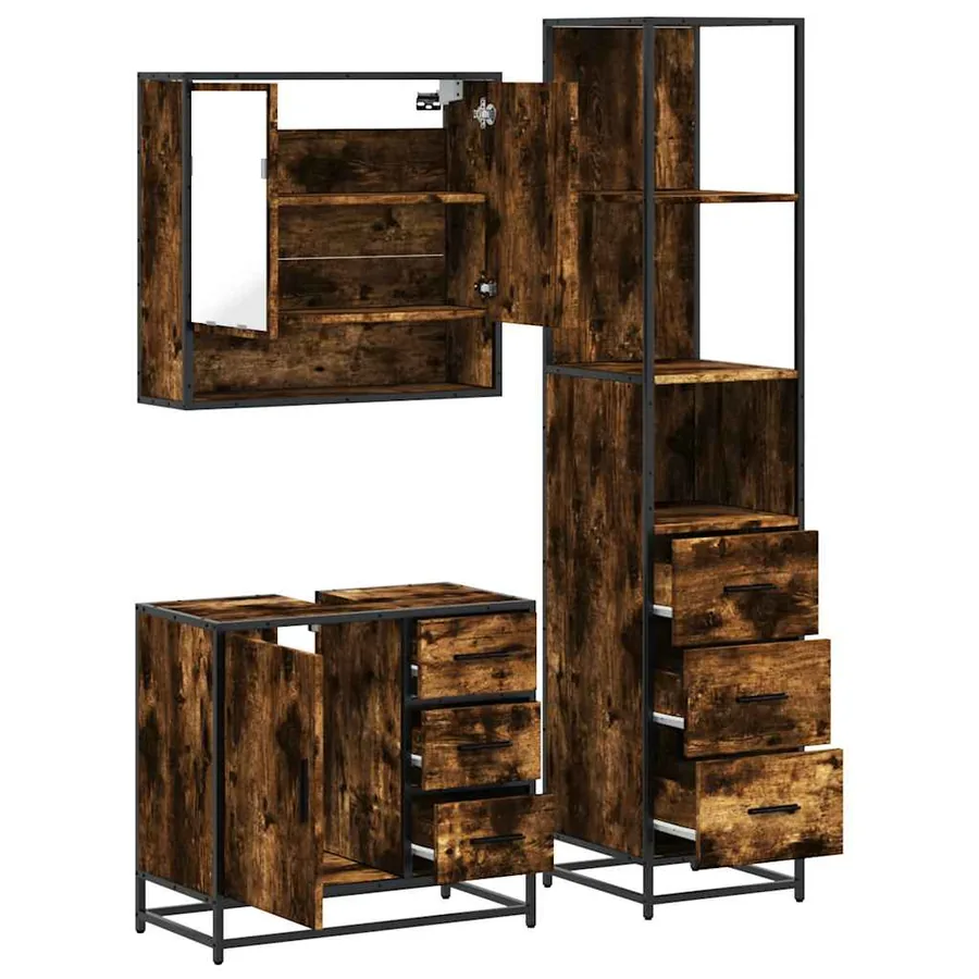 Ensemble de meubles de salle de bain 3 pcs Chêne fumé - 8