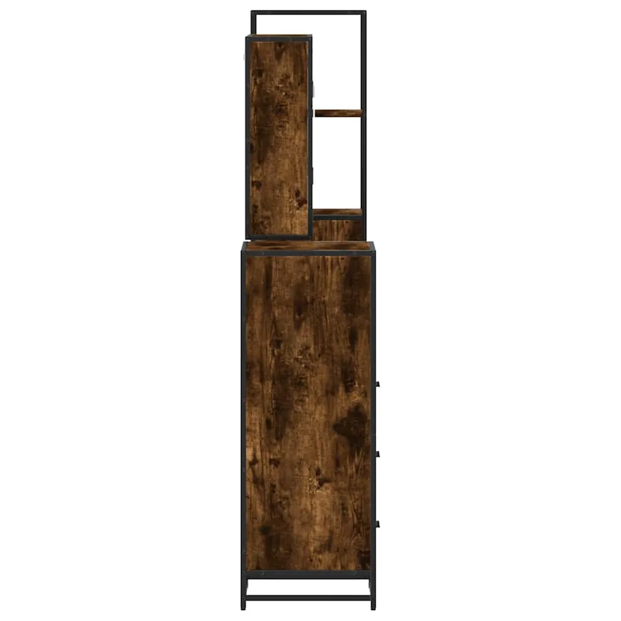 Ensemble meubles salle de bain 4 pcs chêne fumé bois ingénierie - 7