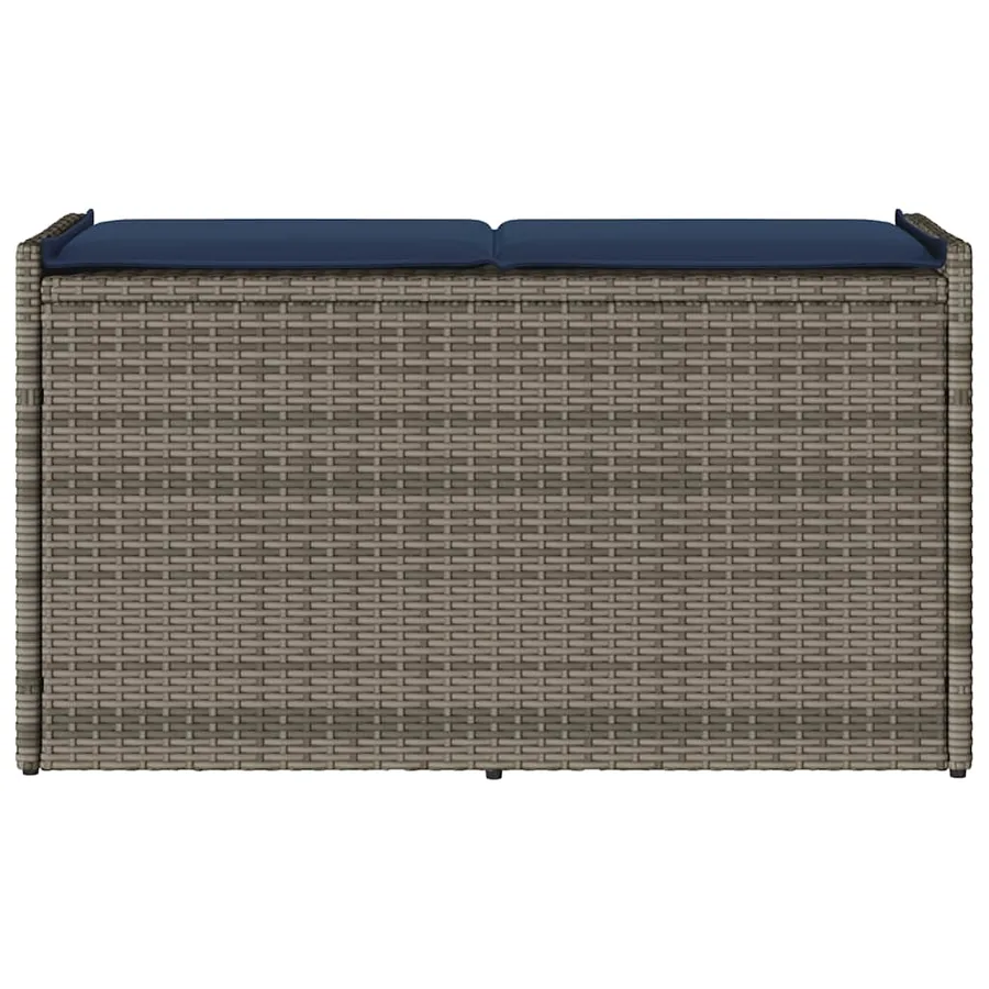 Banc de rangement extérieur coussin gris 100 cm résine tressée - 4