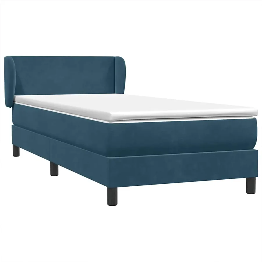 Sommier à lattes de lit et matelas bleu foncé 90x210 cm velours - 2